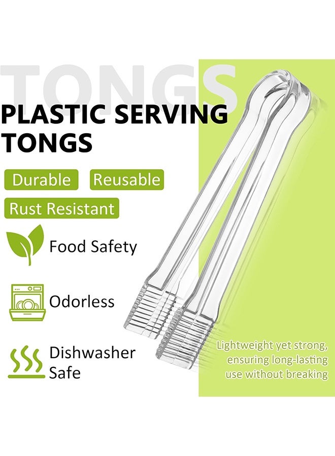 HS Plastic Buffet Serving Tongs, Disposable Clear Tongs, 6 Pcs Mini Clear Kitchen Tongs 6.3 Inch Small Ice Tongs For Tea And Coffee, Party Catering, Appetizers, Salad, Desserts, Sandwich, Buffet Barbecue - Image 4